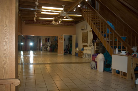 View from the Studio entrance facing the stage area.