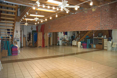 Looking from the stage area toward the entrance.